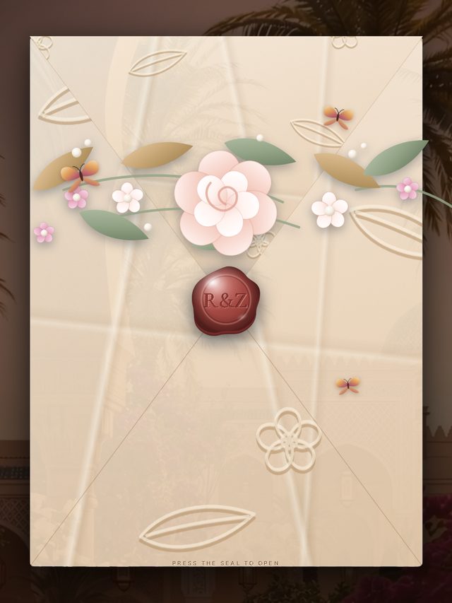 The Courtyard — a creased clay envelope with butterflies resting on it