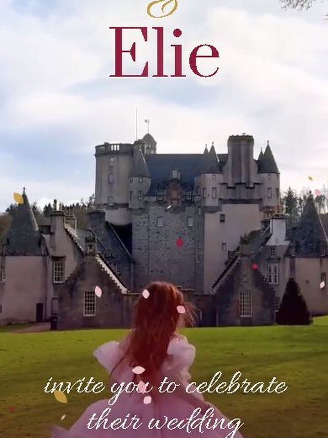 Papillon — a butterfly seal opens onto a castle, a sunset arch and the wedding cake